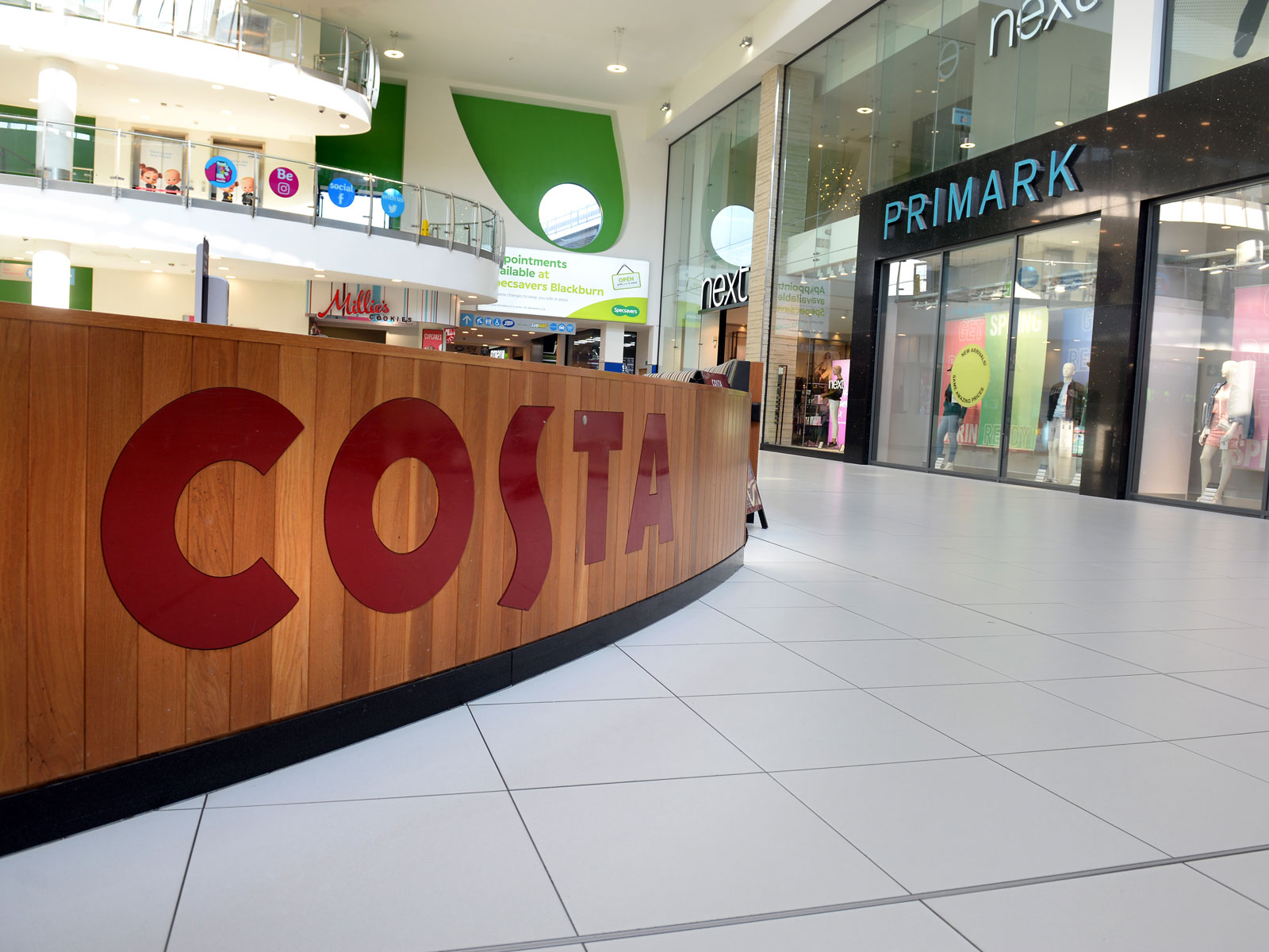 Costa Coffee and Primark in The Mall Blackburn